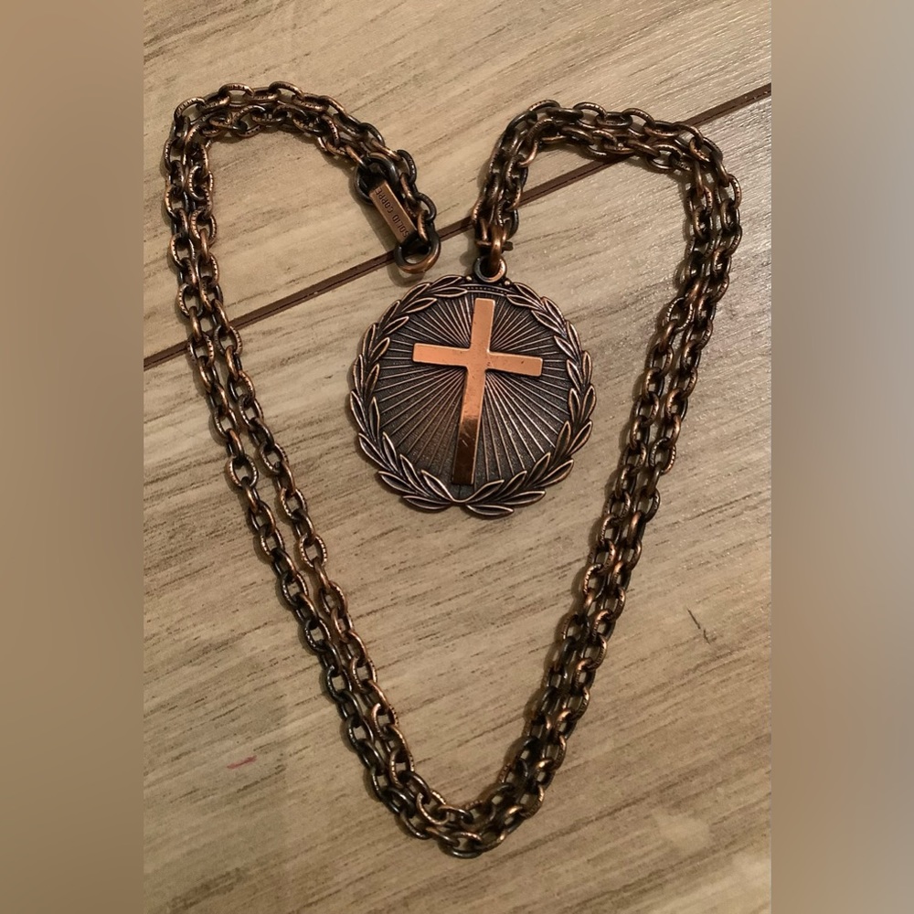 New vintage Solid copper cross medallion